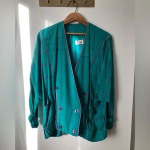 Vintage 80’ Turquoise double Breasted Bomber Jacket